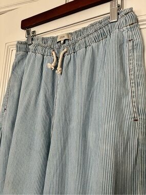 The Tiny Big Sister Striped Light Blue Wide-Leg Pull-On Pants with Drawstring